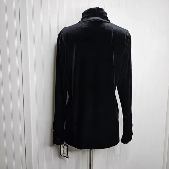 Sno Skins Women's Black Plush Velvet Turtleneck Sweater Size XL Pullover Cozy - Picture 3 of 10